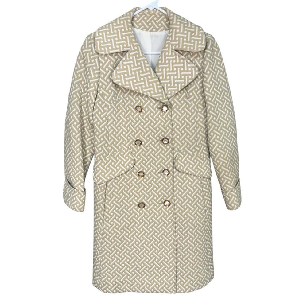 Vintage Sears Fashions 1970s Double Breasted Coat Cream White Women’s Size 6